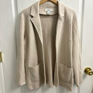 Magaschoni Cardigan Sweater Blazer Womens Large Cream Neutral Quiet Luxury Prep